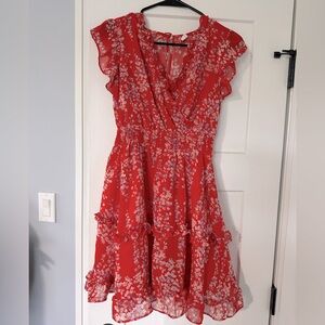 Red Floral Spring Dress 🌸